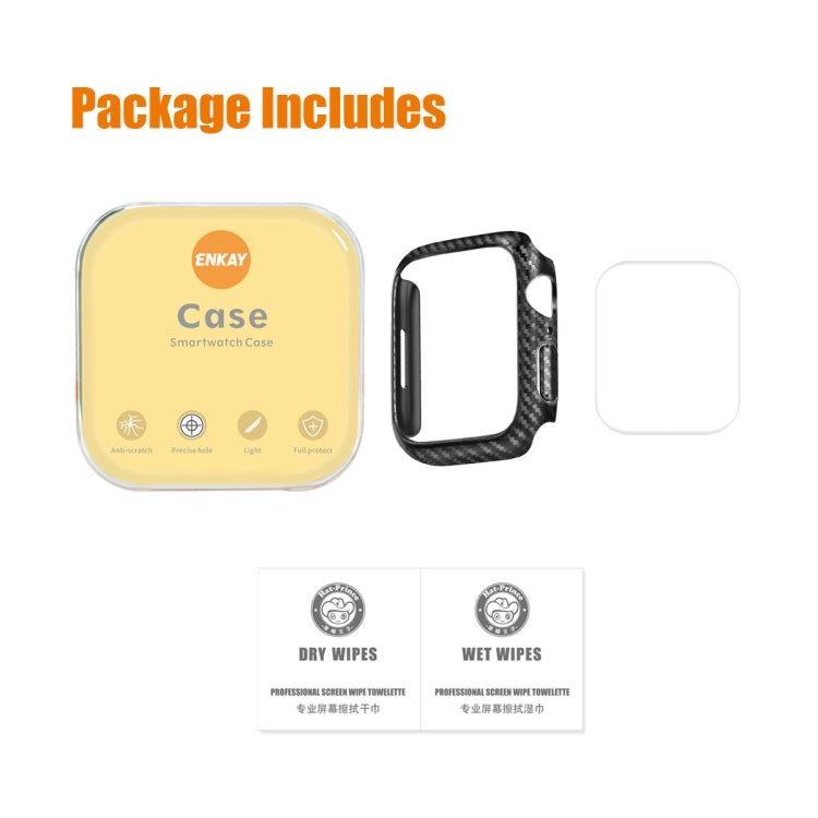 For Apple Watch Series 9 / 8 / 7 41mm ENKAY Carbon Fiber PC Case + Full Coverage PET Screen Protector by ENKAY