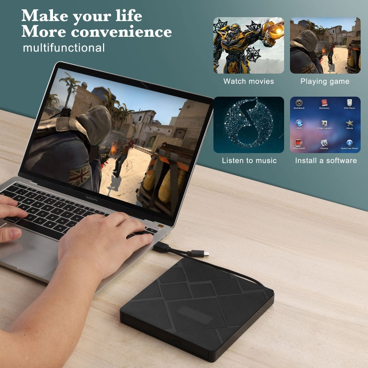 USB 3.0 Type-C DVD Player CD Burner ROM +/-RW Optical Reader Writer by buy2fix