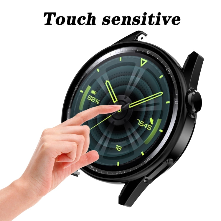 Tempered Glass Film Oil Spray Matte PC Case For Huawei GT3 46mm(Black) by buy2fix