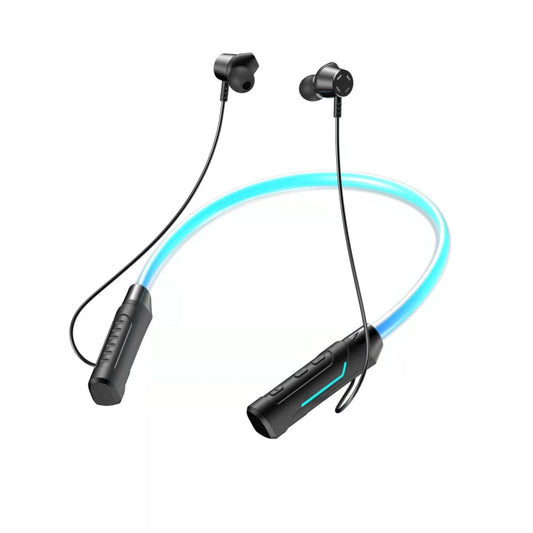 JG4 Flashing LED Neck-mounted Stereo Bluetooth Wireless Earphone(Black) by buy2fix
