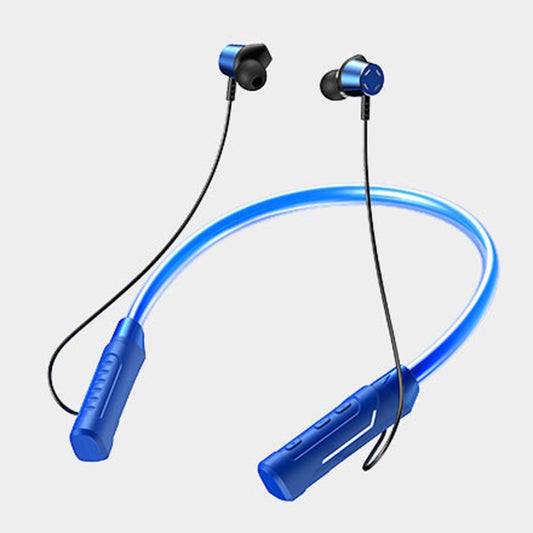 JG4 Flashing LED Neck-mounted Stereo Bluetooth Wireless Earphone(Blue) by buy2fix