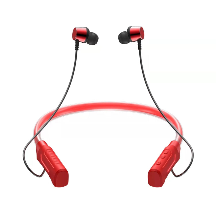 JG4 Flashing LED Neck-mounted Stereo Bluetooth Wireless Earphone(Red) - Neck-mounted Earphone by buy2fix | Online Shopping UK | buy2fix
