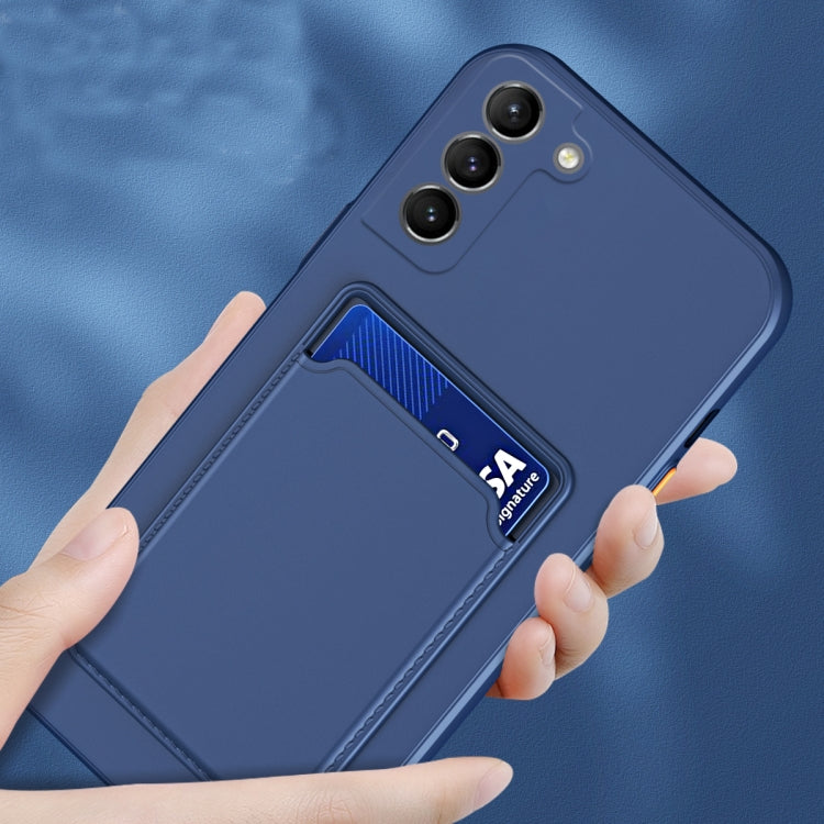 For Samsung Galaxy S22+ 5G Skin Feel Card Contrast Color Button TPU Phone Case(Dark Blue) - Galaxy S22+ 5G Cases by buy2fix | Online Shopping UK | buy2fix