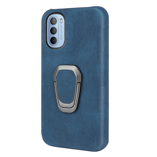 For Motorola Moto G51 5G Ring Holder PU Phone Case(Blue) by buy2fix