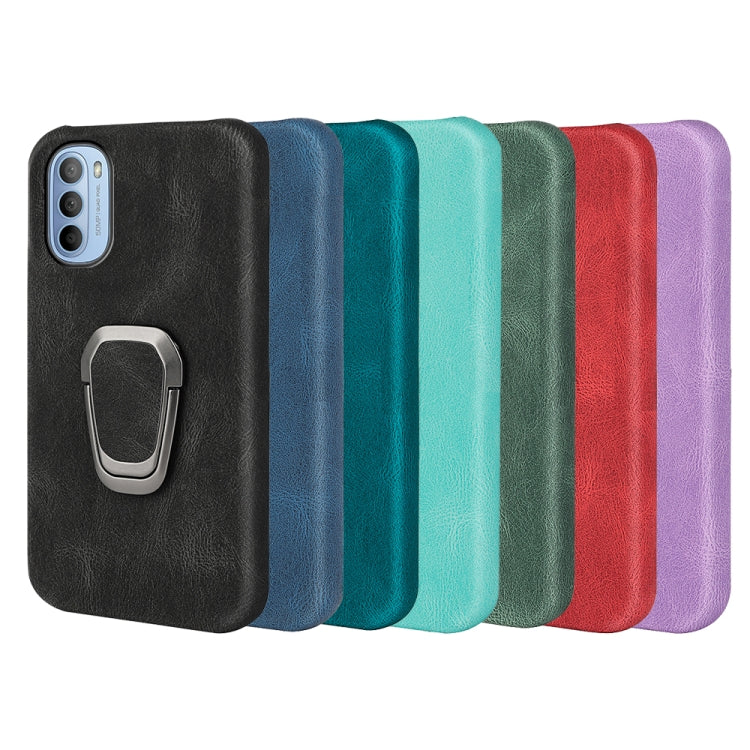 For Motorola Moto G51 5G Ring Holder PU Phone Case(Blue) by buy2fix