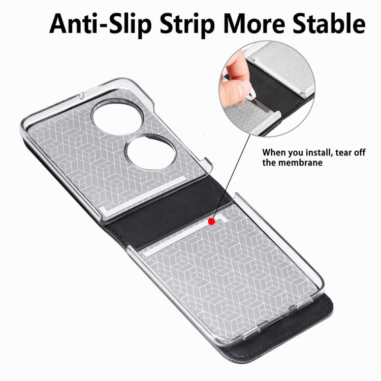 For Huawei P50 Pocket Diagonal Embossed Card Folding Phone Case(Black) - Huawei Cases by buy2fix | Online Shopping UK | buy2fix