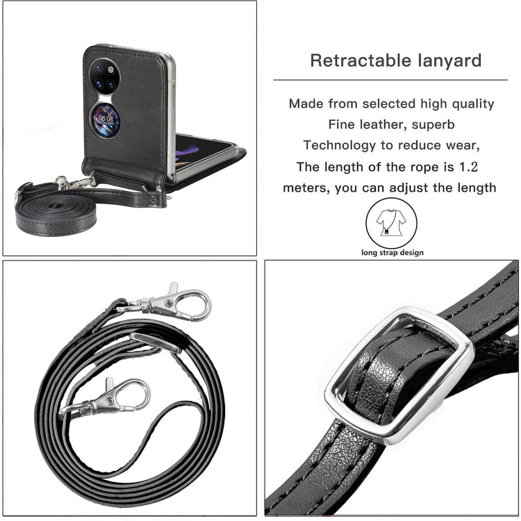 For Huawei P50 Pocket Diagonal Embossed Card Folding Phone Case(Black) - Huawei Cases by buy2fix | Online Shopping UK | buy2fix