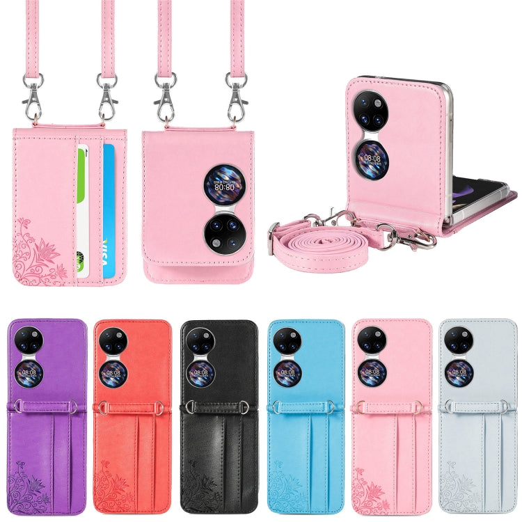 For Huawei P50 Pocket Diagonal Embossed Card Folding Phone Case(Silver) by buy2fix