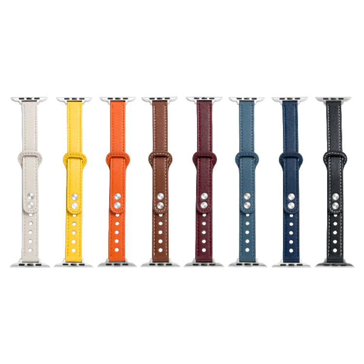 Microfiber Leather Double Buckle Watch Band for Apple Watch Series 9&8&7 41mm / SE 3&SE 2&6&SE&5&4 40mm / 3&2&1 38mm (Beige) - Watch Bands by buy2fix | Online Shopping UK | buy2fix