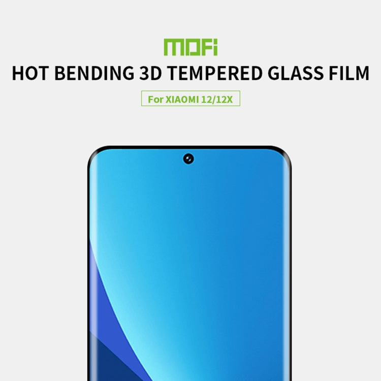 For Xiaomi 12 / 12X MOFI 9H 3D Explosion-proof Hot Bending Tempered Glass Full Film(Black) - by MOFI | Online Shopping UK | buy2fix