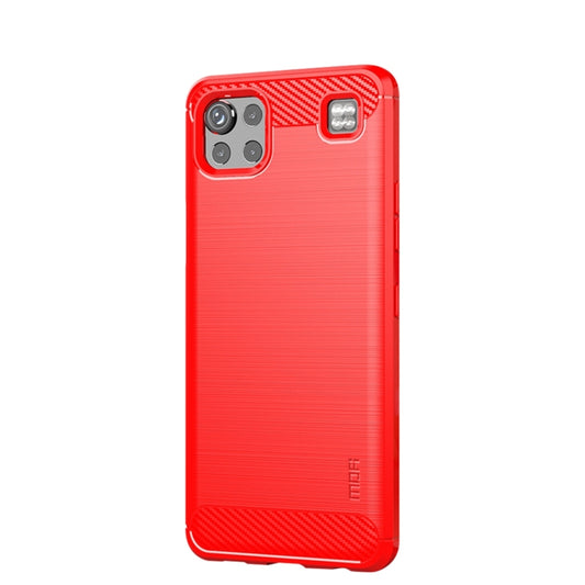 For LG K92 MOFI Gentleness Brushed Carbon Fiber Soft TPU Case(Red) by MOFI