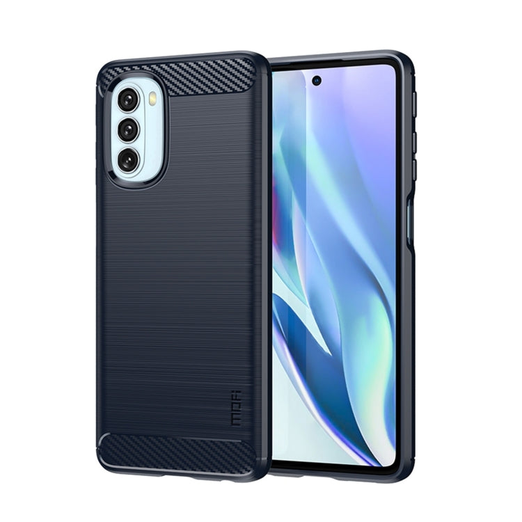 For Motorola Moto G51 5G MOFI Gentleness Brushed Carbon Fiber Soft TPU Case(Blue) - Motorola Cases by MOFI | Online Shopping UK | buy2fix