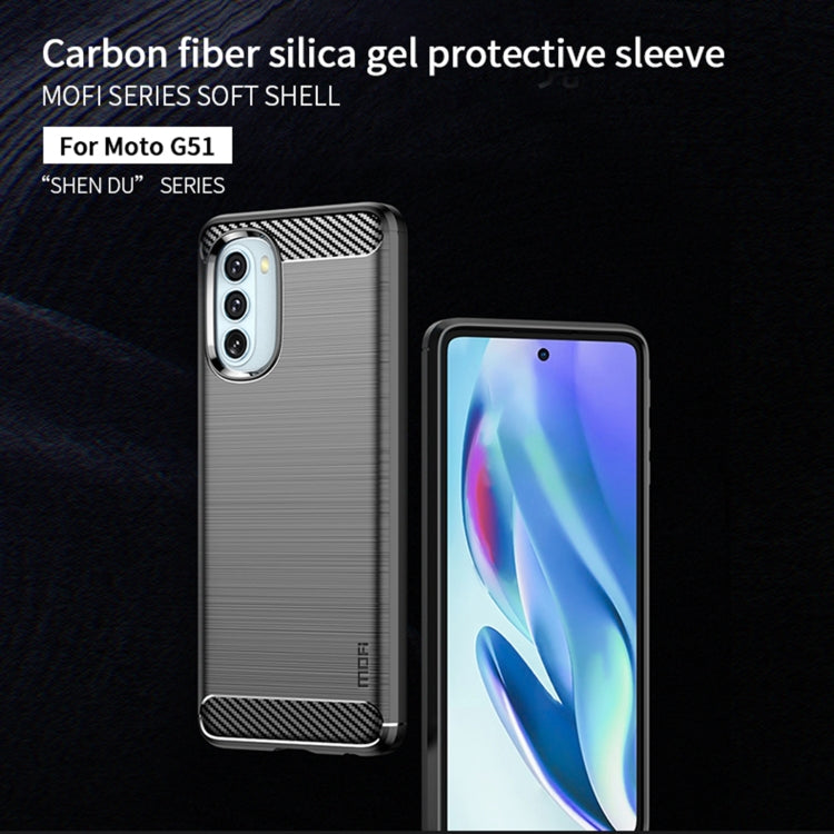 For Motorola Moto G51 5G MOFI Gentleness Brushed Carbon Fiber Soft TPU Case(Blue) - Motorola Cases by MOFI | Online Shopping UK | buy2fix