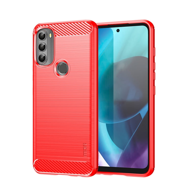 For Motorola Moto G71 5G MOFI Gentleness Brushed Carbon Fiber Soft TPU Case(Red) - Motorola Cases by MOFI | Online Shopping UK | buy2fix