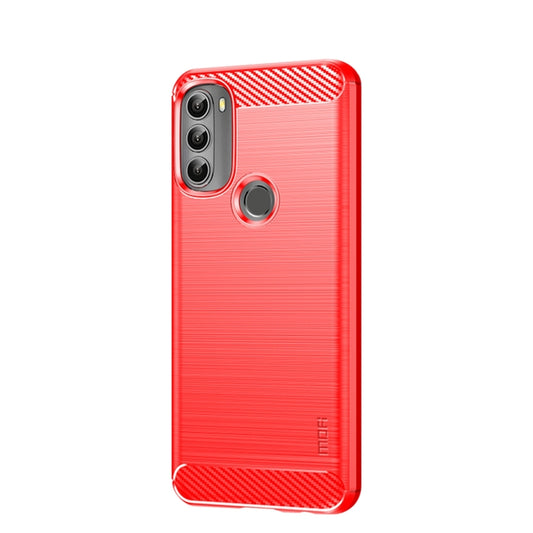 For Motorola Moto G71 5G MOFI Gentleness Brushed Carbon Fiber Soft TPU Case(Red) by MOFI