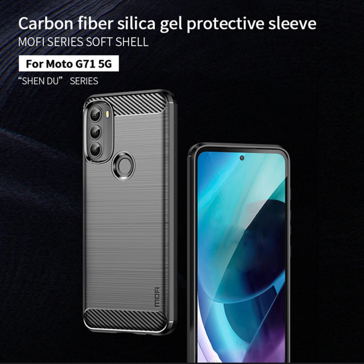 For Motorola Moto G71 5G MOFI Gentleness Brushed Carbon Fiber Soft TPU Case(Red) - Motorola Cases by MOFI | Online Shopping UK | buy2fix