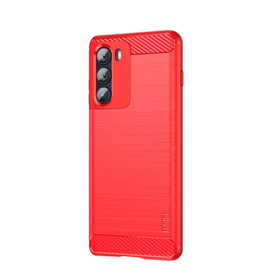 For Motorola Moto G200 5G / Edge S30 MOFI Gentleness Brushed Carbon Fiber Soft TPU Case(Red) by MOFI