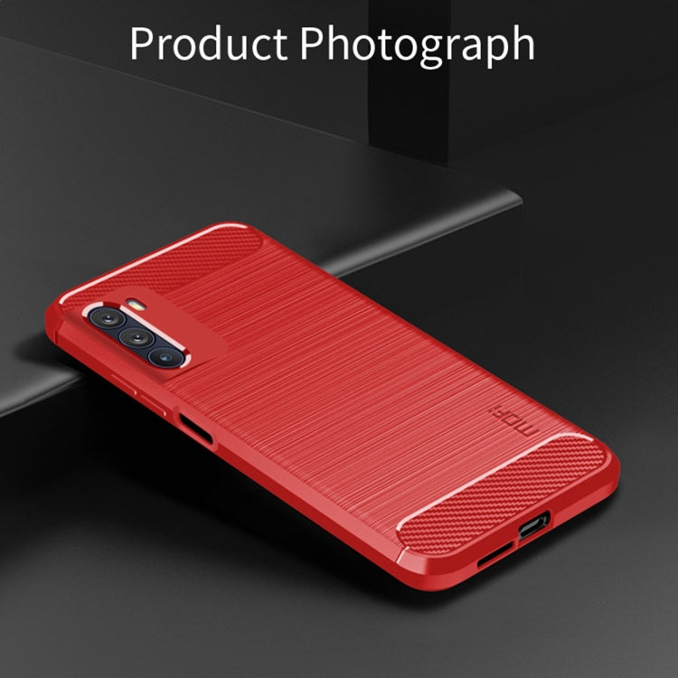For Motorola Moto G200 5G / Edge S30 MOFI Gentleness Brushed Carbon Fiber Soft TPU Case(Red) - Motorola Cases by MOFI | Online Shopping UK | buy2fix