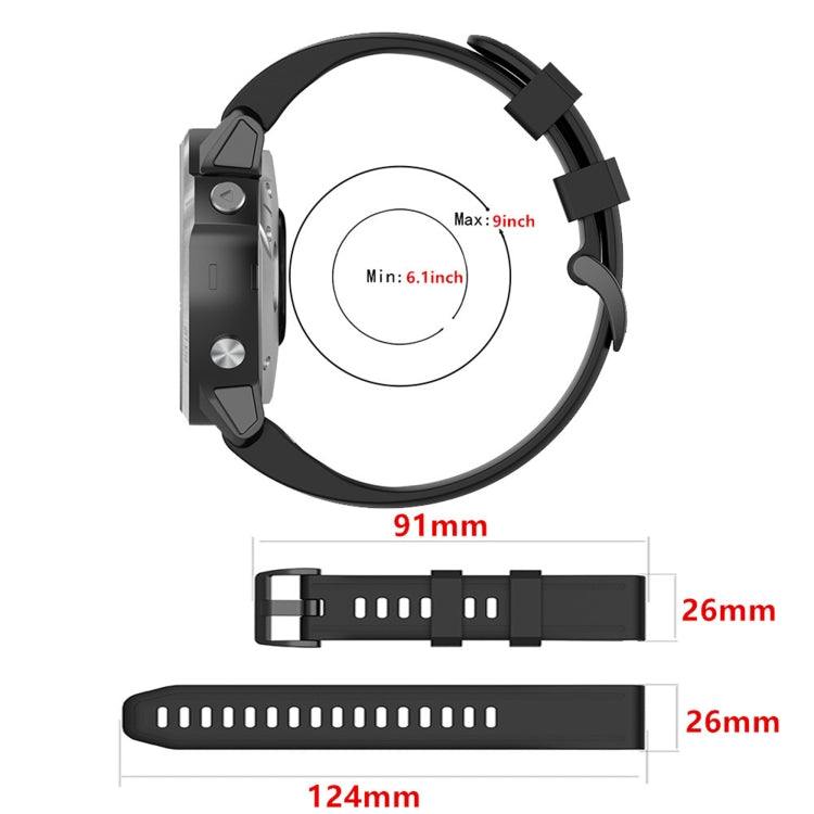 For Garmin Fenix 6X Pro 26mm Silicone Watch Band(Black) - Watch Bands by buy2fix | Online Shopping UK | buy2fix