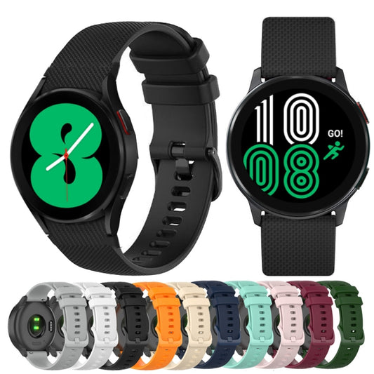 For Samsung Galaxy Watch 4 Classic 42mm / 46mm 20mm Checkered Silicone Watch Band(Grey) by buy2fix