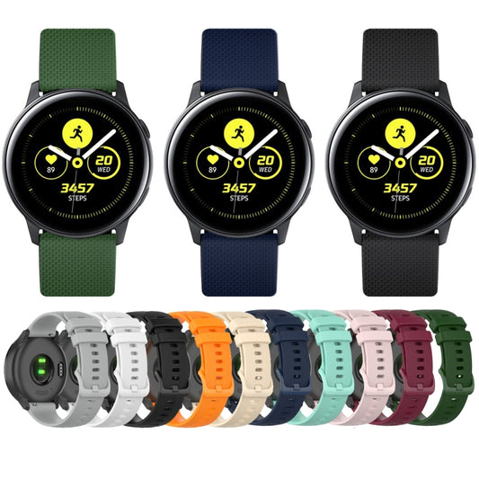 For Samsung Galaxy Watch Active 40mm 20mm Checkered Silicone Watch Band(Black) by buy2fix