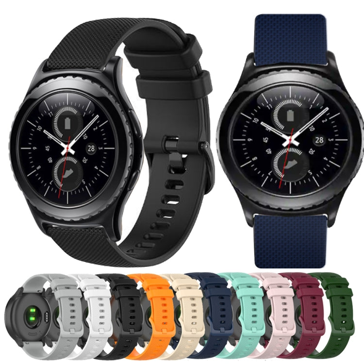 For Samsung Gear S2 Classic 20mm Checkered Silicone Watch Band(Black) - Watch Bands by buy2fix | Online Shopping UK | buy2fix