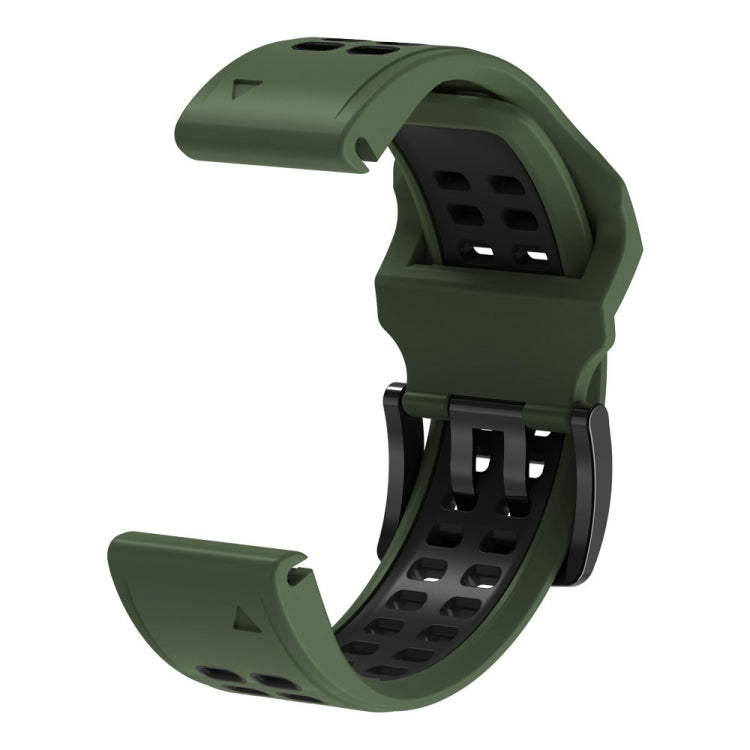 For Garmin Fenix 7X 26mm Two-Color Two-Hole Silicone Quick Release Watch Band(Army Green Black) - Watch Bands by buy2fix | Online Shopping UK | buy2fix