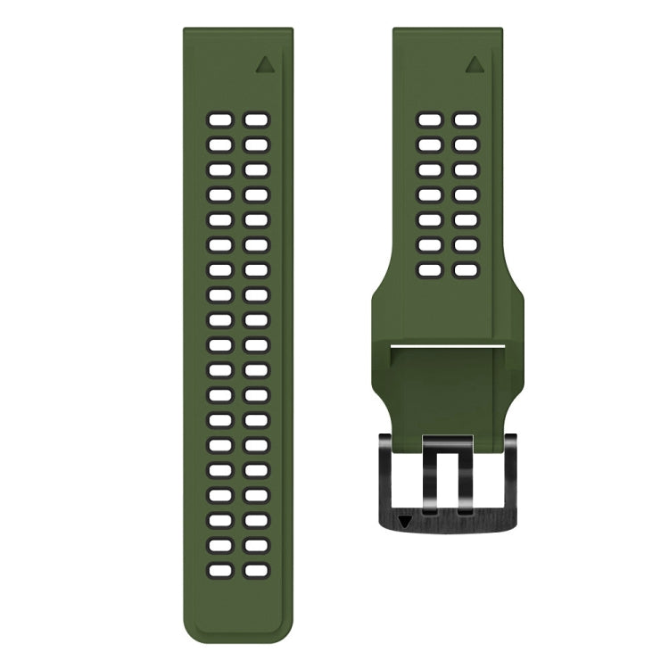 For Garmin Fenix 7X 26mm Two-Color Two-Hole Silicone Quick Release Watch Band(Army Green Black) - Watch Bands by buy2fix | Online Shopping UK | buy2fix