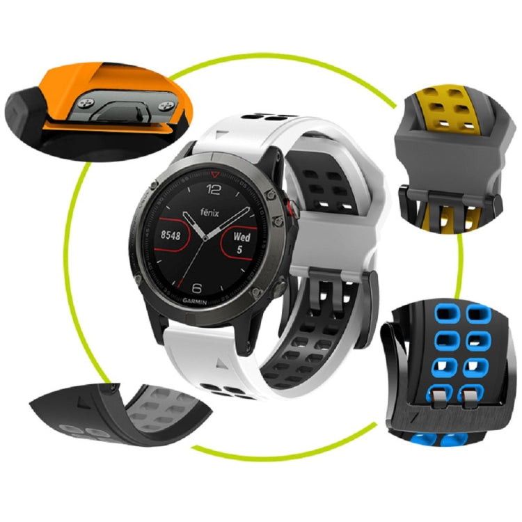 For Garmin Fenix 7X 26mm Two-Color Two-Hole Silicone Quick Release Watch Band(Orange Black) - Watch Bands by buy2fix | Online Shopping UK | buy2fix