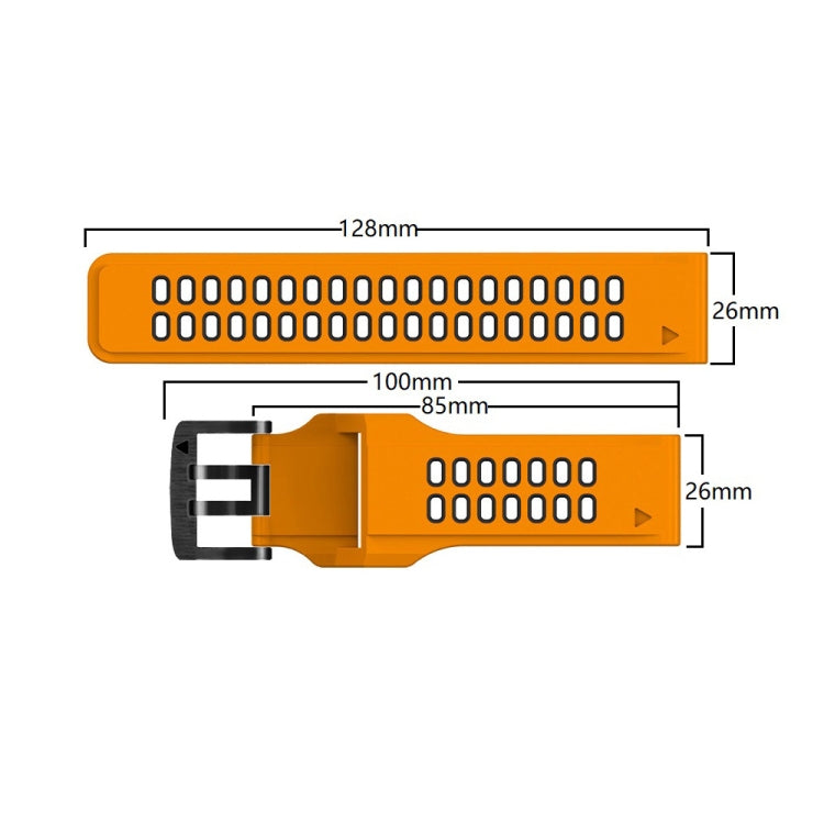 For Garmin Fenix 7X 26mm Two-Color Two-Hole Silicone Quick Release Watch Band(Orange Black) - Watch Bands by buy2fix | Online Shopping UK | buy2fix