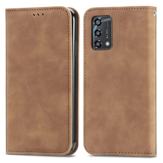 For OPPO A95 4G Retro Skin Feel Magnetic Horizontal Flip Leather Phone Case(Brown) by buy2fix
