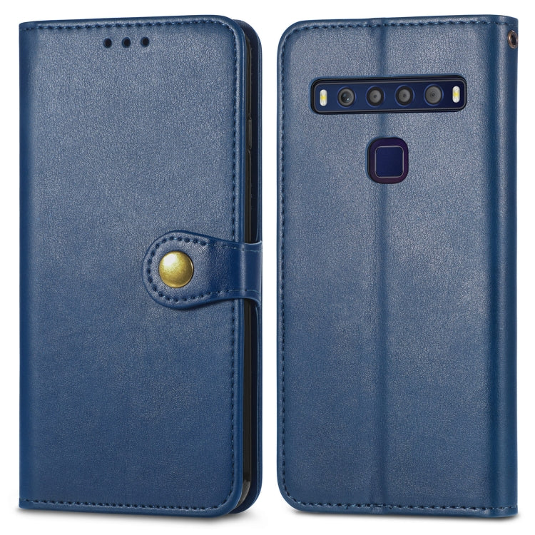 For TCL 10L Solid Color Leather Buckle Phone Case(Blue) - TCL by buy2fix | Online Shopping UK | buy2fix
