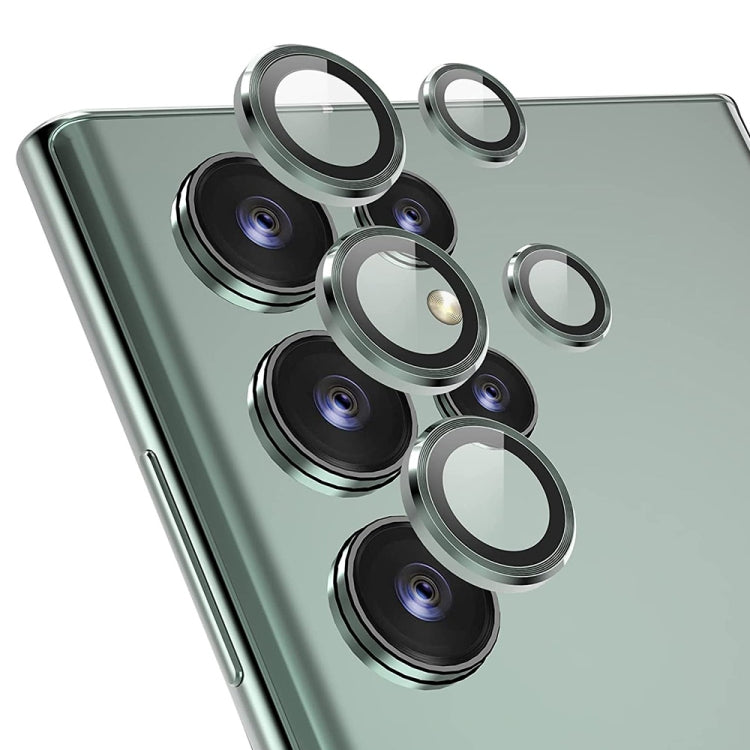 For Samsung Galaxy S22 Ultra 5G ENKAY Aluminium Alloy + Tempered Glass Camera Lens Cover (Green) - Galaxy Tempered Glass by ENKAY | Online Shopping UK | buy2fix