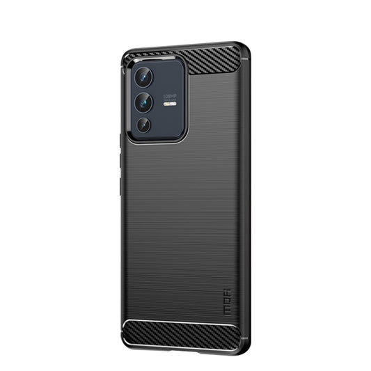 For vivo V23 5G/S12 MOFI Gentleness Series Brushed Texture Carbon Fiber Soft TPU Phone Case(Black) by MOFI