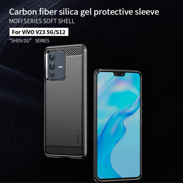 For vivo V23 5G/S12 MOFI Gentleness Series Brushed Texture Carbon Fiber Soft TPU Phone Case(Black) - vivo Cases by MOFI | Online Shopping UK | buy2fix