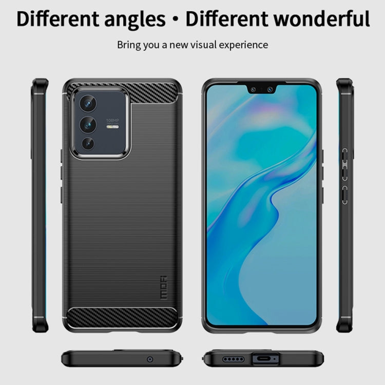 For vivo V23 5G/S12 MOFI Gentleness Series Brushed Texture Carbon Fiber Soft TPU Phone Case(Black) - vivo Cases by MOFI | Online Shopping UK | buy2fix