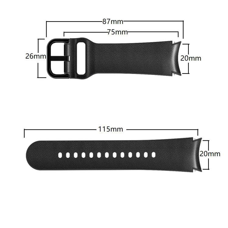 For Samsung Galaxy Watch 4 40mm 20mm Silicone Pasted Leather Watch Band(Dark Brown) - Watch Bands by buy2fix | Online Shopping UK | buy2fix