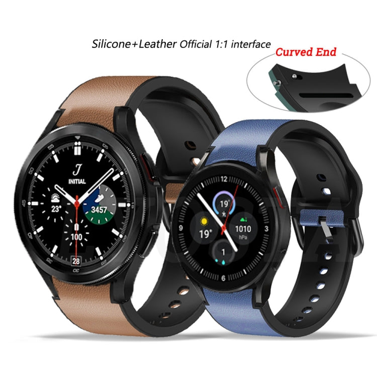 For Samsung Galaxy Watch 4 40mm 20mm Silicone Pasted Leather Watch Band(Dark Brown) - Watch Bands by buy2fix | Online Shopping UK | buy2fix