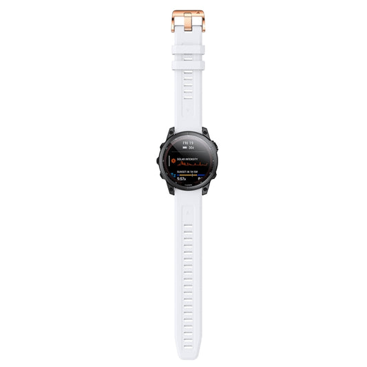 For Garmin Fenix 5S 20mm Rose Gold Buckle Silicone Watch Band(White) - Watch Bands by buy2fix | Online Shopping UK | buy2fix