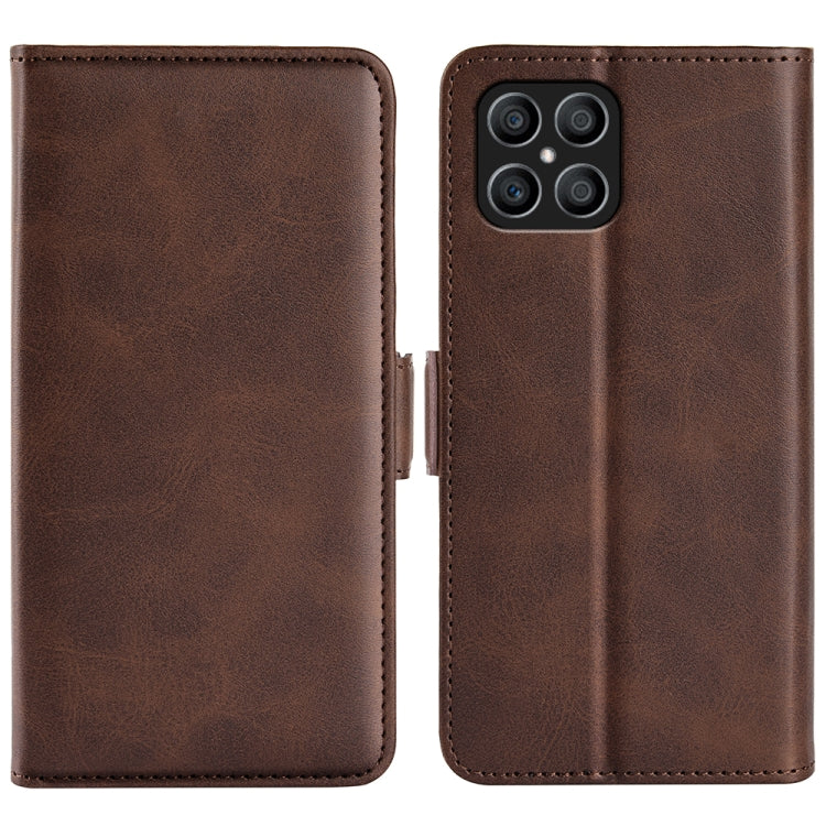 For Honor X8 Dual-side Magnetic Buckle Leather Phone Case(Brown) - Honor Cases by buy2fix | Online Shopping UK | buy2fix
