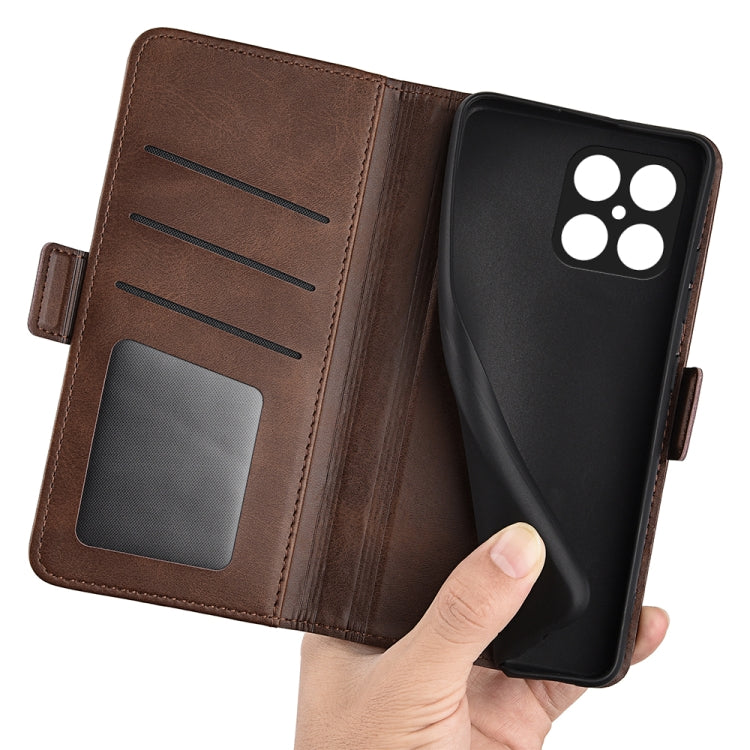 For Honor X8 Dual-side Magnetic Buckle Leather Phone Case(Brown) - Honor Cases by buy2fix | Online Shopping UK | buy2fix