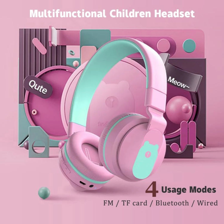 BOBo+ Adults & Kids Cute Bluetooth 5.0 Bass Noise Cancelling Headset with Mic(Pink) - Headset & Headphone by buy2fix | Online Shopping UK | buy2fix