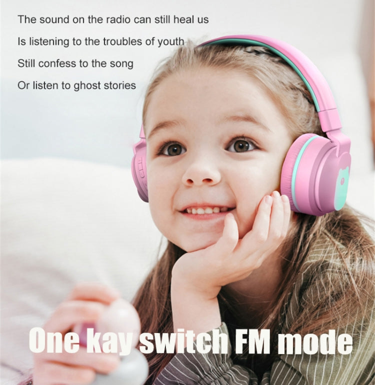 BOBo+ Adults & Kids Cute Bluetooth 5.0 Bass Noise Cancelling Headset with Mic(Pink) - Headset & Headphone by buy2fix | Online Shopping UK | buy2fix