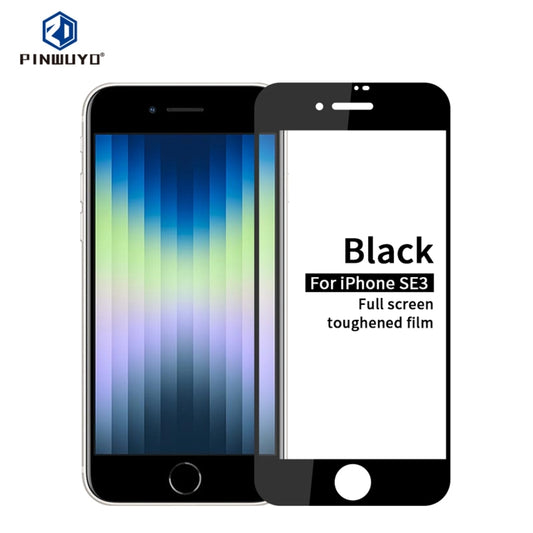 PINWUYO 9H 2.5D Full Screen Tempered Glass Film For iPhone SE 2022(Black) by PINWUYO