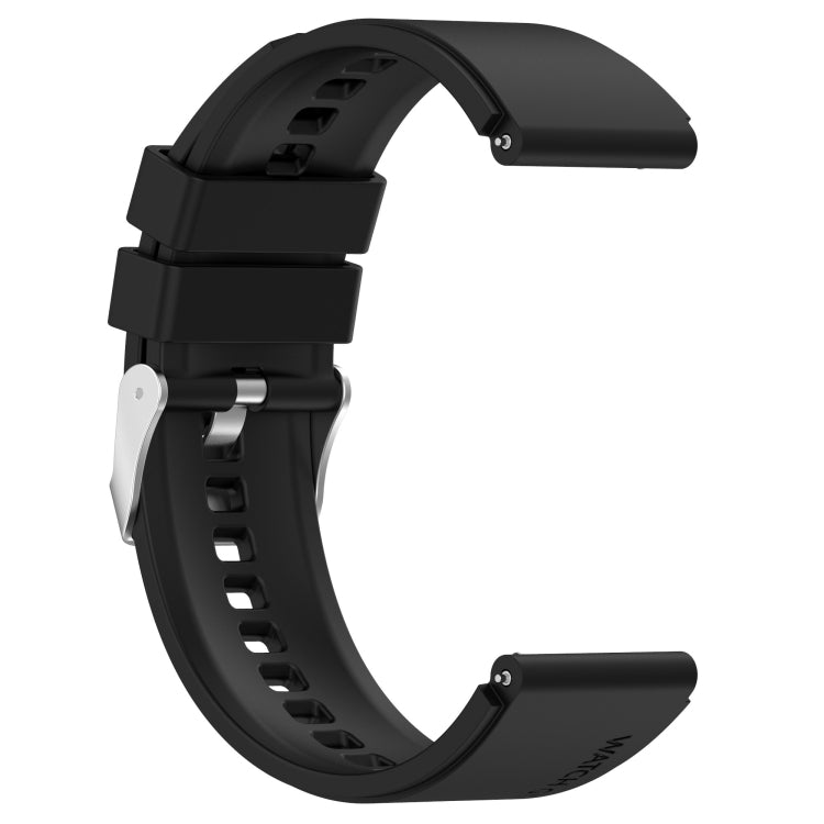 For Huawei Watch GT 3 Pro 46mm 22mm Protruding Head Silver Buckle Silicone Watch Band(Black) - Watch Bands by buy2fix | Online Shopping UK | buy2fix