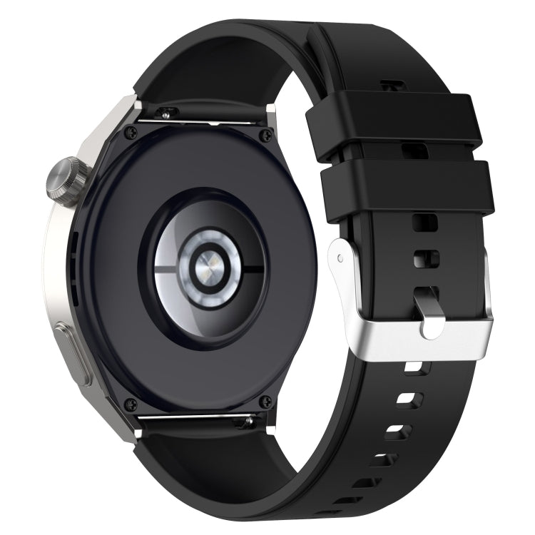 For Huawei Watch GT 3 Pro 46mm 22mm Protruding Head Silver Buckle Silicone Watch Band(Black) - Watch Bands by buy2fix | Online Shopping UK | buy2fix