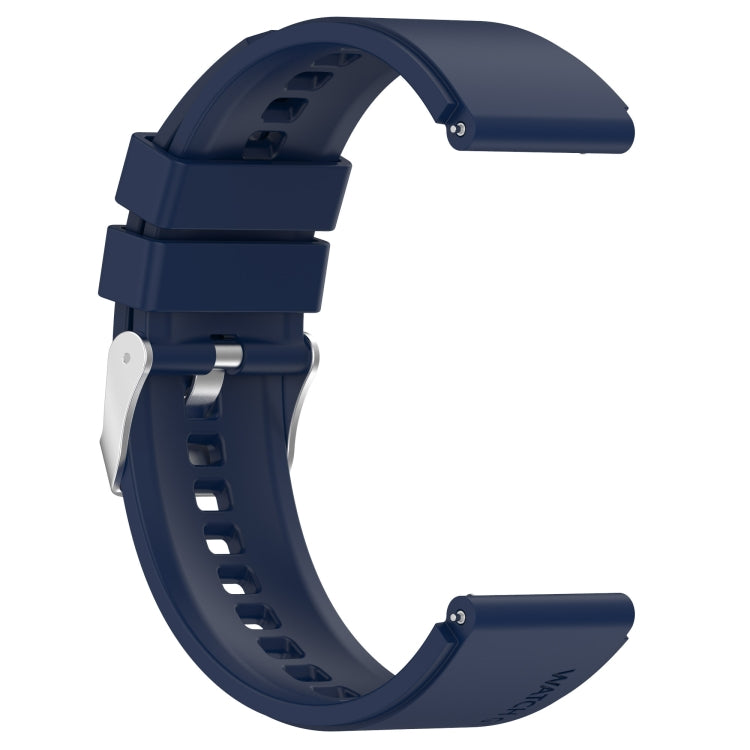 For Huawei Watch GT 3 Pro 46mm 22mm Protruding Head Silver Buckle Silicone Watch Band(Dark Blue) - Watch Bands by buy2fix | Online Shopping UK | buy2fix