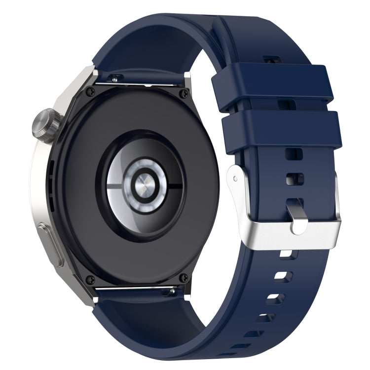 For Huawei Watch GT 3 Pro 46mm 22mm Protruding Head Silver Buckle Silicone Watch Band(Dark Blue) - Watch Bands by buy2fix | Online Shopping UK | buy2fix
