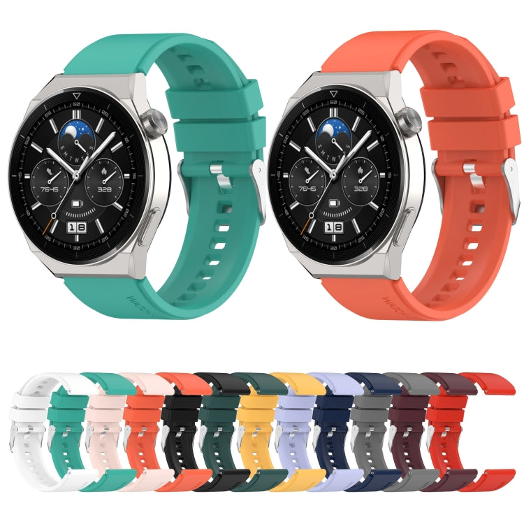 For Huawei Watch GT 3 Pro 46mm 22mm Protruding Head Silver Buckle Silicone Watch Band(Black) - Watch Bands by buy2fix | Online Shopping UK | buy2fix
