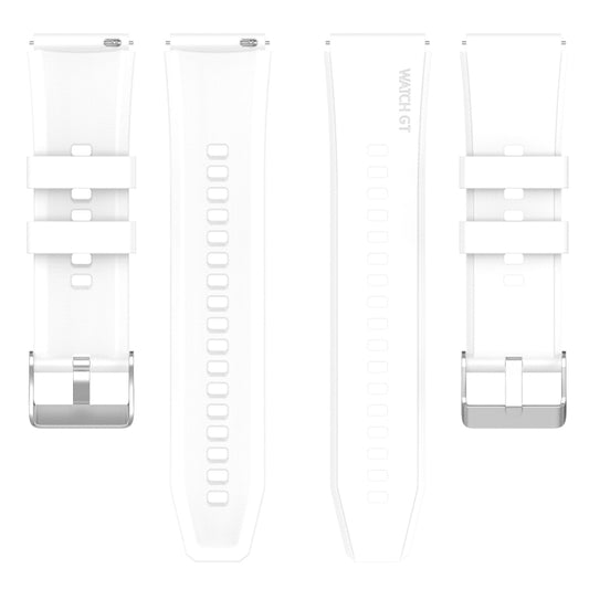 For Huawei Watch GT 3 Pro 43mm 20mm Protruding Head Silver Buckle Silicone Watch Band(White) by buy2fix